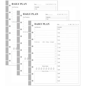(3-Pack) Classic Size Discbound Daily Planner Refill Paper, 9-Disc Discbound Pre-punched Happy Planners Insert, 300Sheets/600Pages To Do List Planner Refill, 100gsm White Paper, 7" x 9.25"