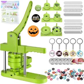 Button Maker Machine Multiple Sizes 330 Sets, Pin Maker 1''+1.25''+2.25'' Button Making Supplies, DIY Pinback Button/Keychain Badge/Bottle Opener Button/Flat Button for Christmas Party