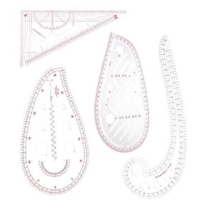 4pcs أزياء حاكم خياطة متري CLEAR مجموعة الحاكم نمط الخياطة مجموعة من البلاستي