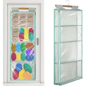 CODOHI Hanging Yarn Storage Organizer, Clear Knitting Organizer Storage with 4 Large Pockets and Double Zippers for Crochet Lovers, Yarn Holder with Over-Door Hooks for Knitting Needles Crochet Hooks