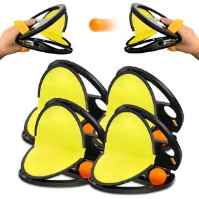 لعبة Toss and Catch Ball: 4pcs رمي لعبة كرة الصيد - لعبة Pop Pass Catch Ball مع 8 كرات لألعاب Beach Pools في الهواء الطلق (4 مجاذيف 8 كرات)
