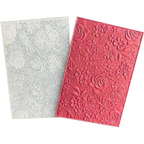 3D Roses Embossing Folders for Card Making,Rose Flowers Texture Plastic Embossing Folder Template for DIY Paper Crafting Scrapbooking Polymer Clay Decoration