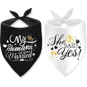 2 Pack Engagement Gifts for Couples My Humans are Getting Married Dog Bandanas She Said Yes Dog Bandanas for Wedding Bridal Shower Gift Dog Wedding Outfits Dog Engagement Announcement Bandanas