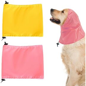 2 Pack Dog Bath Shower Cap, Dog Bathing Cap Waterproof Dog Ear Covers for Bath Ears Headband Snood Rain Hat Ear Wrap for Grooming (Pink+Yellow)