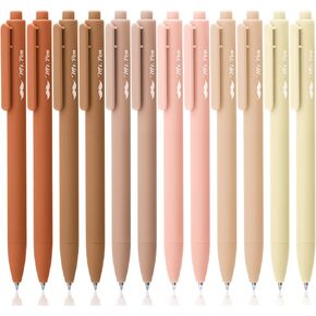 Mr. Pen- Retractable Gel Pens, 12 Pack, Black Ink, Natural Colors Barrels Gel Pens, Gel Pens Fine Point 0.5mm, Retractable Pens, Cute Pens, Gel Ink Pens, Aesthetic Pens for Journaling Fine Tip Pens