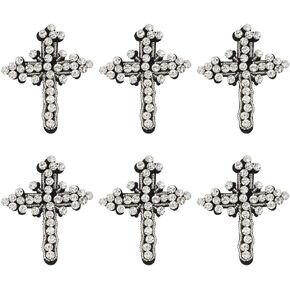 6Pcs Crystal Cross Patches 80mm Rhinestone Cross Sew on Applique Cross Embroidered Applique Black Cross Crystal Patches for Clothing Bags Hats Shoes Decorations