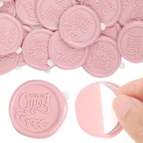 Pink Wax Seal Sticker - 50 PCs Be Our Guest Envelopes Sealer Botanical Adhesive Seals Stickers for Wedding Invitation Birthday Party Bride Baby Shower Xmas Gifts Greeting Cards Packaging