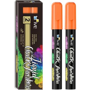 White&Black Chalk Markers - Dry & Wet Erase Marker Pens for Chalkboards, Signs, Windows, Blackboard, Glass, Mirrors, Liquid chalkboard markers with Reversible Tip (2Pack) TF900