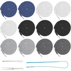 12pcs 51 بوصة استبدال الطول الرباطية للسراويل القصيرة/سروال العرق/السلسلة هوديي مع مجموعة أدوات Threader 3pcs ، وردية ملابس سلك الرباط مع الخيوط السهلة in Kuwait