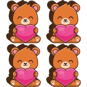 Lucleag Valentine’s Day Cutouts for Bulletin Board Decorations, Cute Bear with Heart Paper Cutouts for Valentine’s Day Crafts Wedding Anniversary Classroom Office Wall Party Decor, 50 PCS