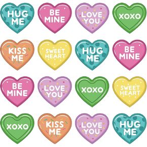 Valentine's Day Candy Heart Bulletin Board Decorations 46Pcs Colorful Heart Paper Cut-Outs with 100Pcs Glue Points for DIY Craft Art School Home Party Favor