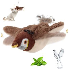 ألعاب Petgeek Flapping Bird Cat للقطط الداخلية ، لعبة Cat Catnip Toy ، لعبة Cat Catnip Toy ، ألعاب القطط للقطط البالغة بالملل (L Sparrow)