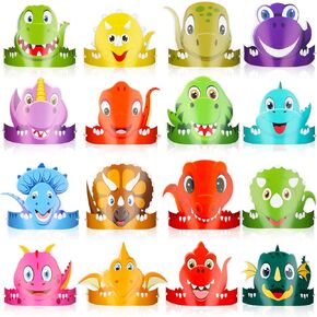 Leinuosen 32 Packs Dinosaur Party Hats for Kids Dinosaur Birthday Party Decorations Dino Hats, 16 Styles