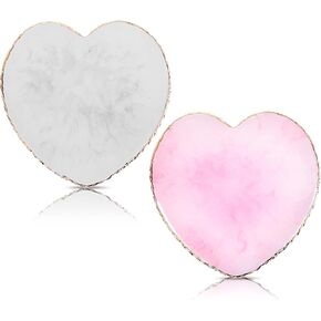 WLLHYF Resin Nail Art Palette, 2 Pieces Nail Mixing Palette Nail Art Painting Mixed Color Palettes Cosmetic Mixing Tools Golden Edge Nail Holder Display Board (heart shaped-2pcs)