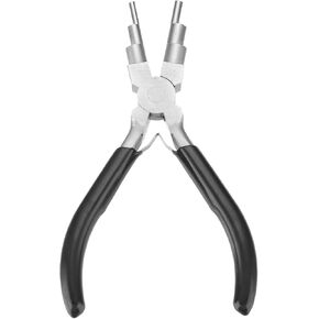 HARFINGTON Bail Making Pliers 6" 6-in-1 Jewelry Pliers 3mm to 10mm Loops with Non-slip PVC Handle for Jewelry Making Beading Looping Shaping, Black