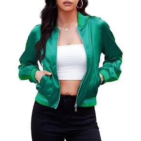 Zando Bomber Jacket Women Lightweight Cropped Jacket Zip Up Casual Striped Jacket Trendy Outerwear Windbreaker with Pockets