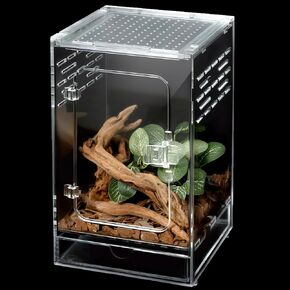 Jumping Spider Enclosure,5.9 * 5.9 * 9.84 inch Reptile PC Terrarium,Arboreal Tarantula Tank,Tree Frog Cage,Spider Habitat,Lizard Crested Gecko Housing,Insect Vivarium,Praying Mantis kit,Critter Cage