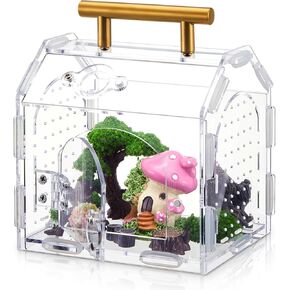 Jumping Spider Enclosure, Acrylic Tarantula Enclosure, Insect Terrarium with Handle and Magnetic Door, Transparent Terrarium for Reptiles, Amphibians, Spiders and Small Invertebrates