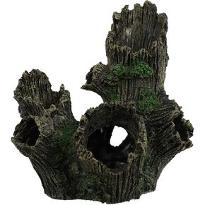 balacoo Fish Tank Ornament Resin Wood Tree Stump Aquarium Decor Driftwood Betta Log Play House Hollow Tree Hole Landscape Decor for Freshwater Betta Cichlid Reptile