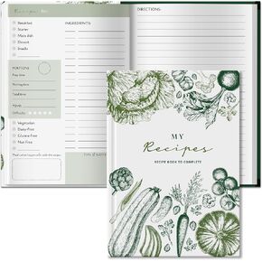 Blank Recipe Book to Write in Your Own Recipes - 224 Pages Personalized Recipe Notebook for 100 Recipes - Hardcover A5 Recipe Journal to Organize Your Recipes - Empty Cookbook to Fill in - Custom Recipe Book for Family Recipes