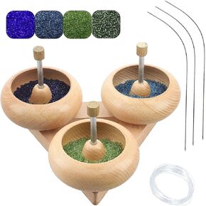 Shop LC Wooden Seed Bead Spinner Kit with Triangular Base - 3 Removable Clay Bead Spinner Bowls, 3 Needles, 3 MTR Thread & Seed Beads for Jewelry Making Bracelet Maker Machine Birthday Gifts- Patent