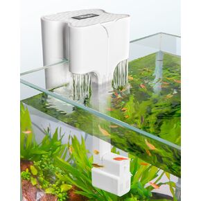 AQQA Hang On Aquarium Filter,Power Waterfall HOB Fish Tank Filter with Surface Skimmer,Adjustable Flow,Silent and Multi-Stage Filtration,Suitable for Freshwater 6W 54GPH