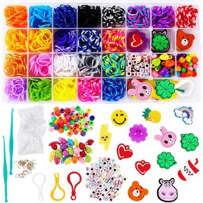 طقم سوار فرقة Funzbo Rubber - 2200pcs+ طقم سوار تلوح في الأفق ، نطاقات تلوح في الأفق لمجموعة الأساور ، مجموعة أساور مطاطية للأطفال الصغار فتيات عيد ميلاد هدية عيد ميلاد