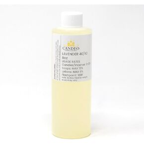 لافندر 40/42 زيت العطر (زجاجة 8 أوقية) | صنع الشموع ، صنع الصابون ، بخاخات الغرفة ، قنابل الحمام ، المستحضر ، معطرات السيارات ، ذوبان الشمع | Candeo Candle Supply | فثالات حرة ودعوة 65 متوافقة