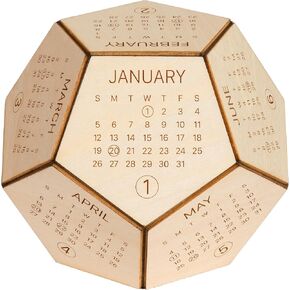 2025 Wood Desk Calendar, Dodecahedron Cube Calendar, Cool New Year Gifts Ideas for Employees from Boss, Funny Office Gifts for Coworkers, Dungeons and Dragons gifts