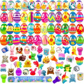 36 Pack Prefilled Easter Eggs with Fidget Toys, Bright Colorful Easter Eggs Prefilled with Variety Easter Stress Toys Great for Kids Toddler Easter Basket Stuffers Party Favors Gifts