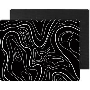 DAWNTREES Glass Gaming Mouse Pad,Accurate and Fast Mouse Tracking,Tempered Glass,Anti-Slip Rubber Base,XL Mouse Mat for Gamer, Office & Home,13.78"x10.24" White Topographic