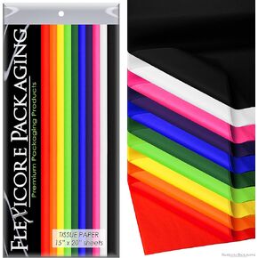 Flexicore Packaging Multicolor Rainbow Mixed Pack Gift Wrap Tissue Paper | Size: 15 Inch X 20 Inch | Count: 100 Sheets | Color: Mulitcolor Rainbow Mix
