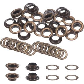 HARFINGTON 40Set Grommets Eyelets with Washers 12mm Copper Metal Eyelets Kit for Fabric Curtain Tarps Leather Belt Shoes Bag DIY, Bronze