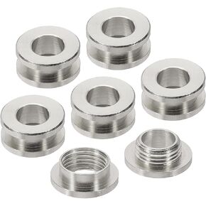 PATIKIL 8mm(1/3 inch) Solid Brass Hole Eyelets, 6 Pcs Flat Self Backing Grommets with Washer for Shoes Clothes Crafts Bag Leather Craft, Imitation Silver