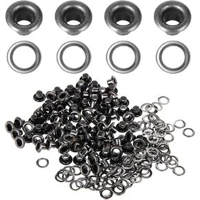 JIYIN 100PCS Tiny Grommets Eyelets Grommets Kit Self Backing Eyelets Metal Eyelets for Fabric Round Inner Hole DIY Rivet for Canvas Shoes Clothing and Bag(Black)