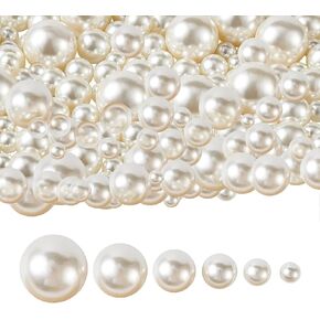 1800PCS Pearls for Crafting, Assorted Sizes Pearl Beads Ivory No Holes,Fake Pearls, Floating Pearls for Centerpieces, Vase Filler and Home Decoration (4mm, 5mm, 6mm, 8mm,10mm, 14mm, 16mm, 20mm)