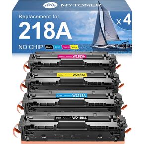 MYTONER Compatible Toner Cartridges (NO CHIP) Replacement for HP 218A 218X W2180A W2180X 4Packs for Color MFP 3301fdw 3301cdw 3301sdw Pro 3201dw Printer High Yield Ink B/C/M/Y HP 218A Toner Cartridge