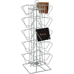 SSWBasics 20-Pocket Rotating Countertop Postcard Rack - 25"H x 12"D - White Metal Postcard Display Stand - Durable and Sturdy Tabletop Countertop Post Card Holder Display Stand for Postcard Display
