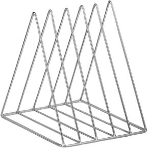 Large Silver Triangle File Folder Racks, 5 Slot Magazine Holder File Organizer for Desk Metal Vinyl Record Stand Holder Magazine Newspaper Holder Photography Props for Office Home (silver-5slot)