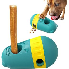 Dog Puzzles Feeder,Dog Interactive Toys Indestructible Puppy Toy, Adjustable Food Dispensing Treat Dispenser, Perfect Alternative to Slow Feeder Dog Bowls,Bully Stick Holder for Dogs (Green)