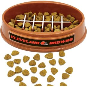 NFL Super-Bowl - Cleveland Browns Slow Feeder Dog Bowl. Football Design Slow Feeding Cat Bowl for Healthy Digestion. Non-Slip Pet Bowl for Large & Small Dogs & Cats