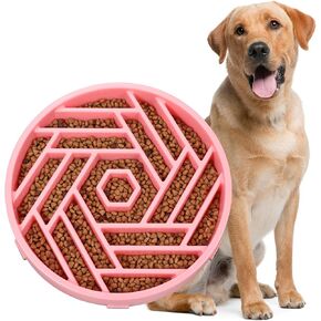 WHIPPY Slow Feeder Dog Bowls Medium Large Breed 3 Cups Slow Eating Dog Bowl Puzzle Bowl to Slow Down Eating Maze Dog Food Bowl for Fast Eater,Gray