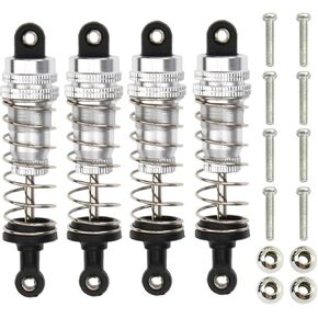 RC Car 144001 Shock Absorber Damper Upgrade Parts With Oil Filled Metal Shocks Suspension Replacement Accessory Compatible with 1/14 WLtoys Buggy Car 144001 124018 124019 4Pcs (Red)