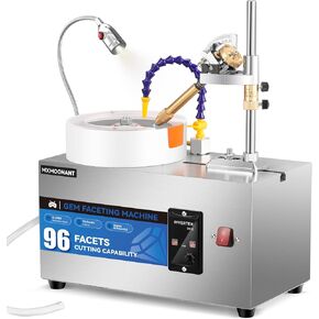 Mxmoonant Gem Faceting Machine, 0-2980rpm Adjustable Speed, 96 Divisions Index Wheel for Precise Manipulation, Equipped with a Splash Guard & LED Light, Ideal for Beginner Grinding of Gem, Jade