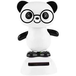 1Pc Solar Dancing Panda Bear Tiger - Shaking Dancing, Dancing Animal Figurine for Car Interior Home Desk Decorations Solar Power Kits,Car Dashboard Ornament, Car Accessories（Black and White）