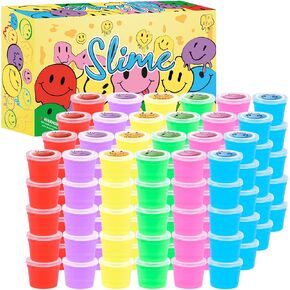 120 Pack for Kids Clear Crystal Slime Kit, Smiling Slime Color Box, Slime Kit for Girls and Boys, Stress Relief Kids Slime Kits for Toddlers, Classroom Reward, Valentine's Day Party Supplies