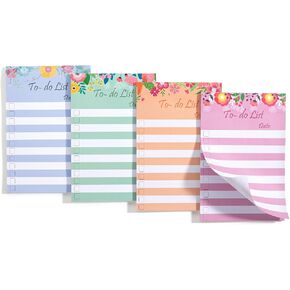 Mr. Pen- to Do List Sticky Notes, 4"x6", 4 Pads, 200 Sheets, Floral Style, to Do List Notepad, Lined Sticky Notes, to Do List Planner, Daily to Do List Notepad, to Do Notepad, Todo List Notepad