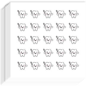 AHANDMAKER 500Pcs Self-Adhesive Tooth Toothbrush Stickers, 0.4x0.5 Inch Dentist Stickers Scrapbook Paper, Tooth Training Stickers Decals for Scrapbooking Calendar Arts DIY Crafts Bag Seal for Party