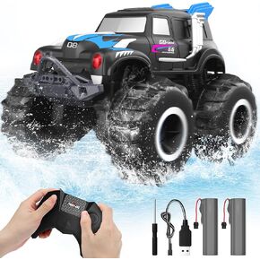 BEZAR Remote Control Monster Truck - Amphibious Remote Control Car for Kids, All Terrain 4WD Off-Road RC Trucks with 2 Rechargeable Batteries, Christmas Birthday Gifts Toys for Boys & Girls Age 4-12