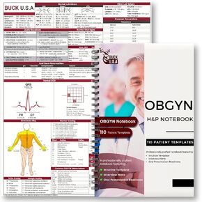 Buck Obgyn H&P Notebook: 110 التاريخ الطبي المثقب والقوالب المادية مع عرض مريح من صفحتين ، 8.5 "× 5.5" ، غطاء بلاستيكي متين ، يشمل ورقة مرجعية للطب - صممها طلاب الطب لطلاب الطب -